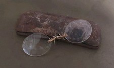 Antiker Zwicker, Vergoldeter Kneifer ca. 18/19 Jahrh. Brille m.Sehstärke