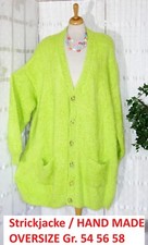 HANDARBEIT Einzelstück STRICKJACKE Oversize 54 56 58 NEON Gelb BUNTE KNÖPFE