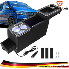 Schwarz USB Mittelkonsole Staufach für VW T5 T5 Facelift T6 Console Storage Unit