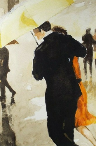 Original aquarell der gelbe - original, aquarell,