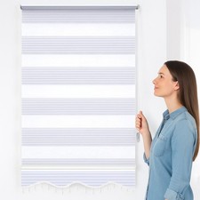 Doppelrollo ohne Bohren KlemmRollo Weiß Fenster Balkontür Rollos Klemmfix Perlen