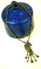 Konplott Kette "Phoenix" bronze blau Perlen Swarovski Strassteine bunt blau neu