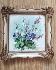 Rosenthal Handmalerei Porzellanbild "Frühlingsbukett". 13×13 cm.