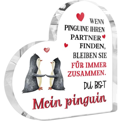 Acryl dekofigur pinguin herz - acryl,