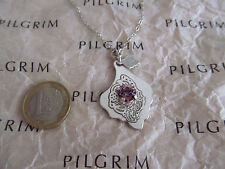 Wunderschöne Pilgrim Kette Collier silber rosa Stein TOP Blatt Damen Blatt rosa