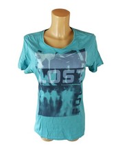 QS by S. Oliver Damen T-Shirt Dress M 38 türkis kurzarm Rundhals Print (21522)