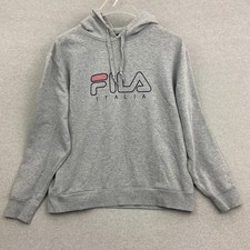 Fila Kapuzen Pullover Herren L Grau Sweater Sweatshirt Hoodie