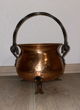 Vintage Gr. Hexenkessel Dreibein Kupfer Kessel Hammerschlag Henkel Schmiedeeisen