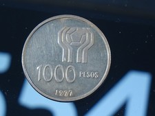 Silbermünze 1000 Pesos, 1977 Fußball-WM, Argentinien 1978 (554-Silber-ARG1)
