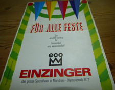 Einzinger 1972      Festartikel und Vereinsbedarf   Katalog