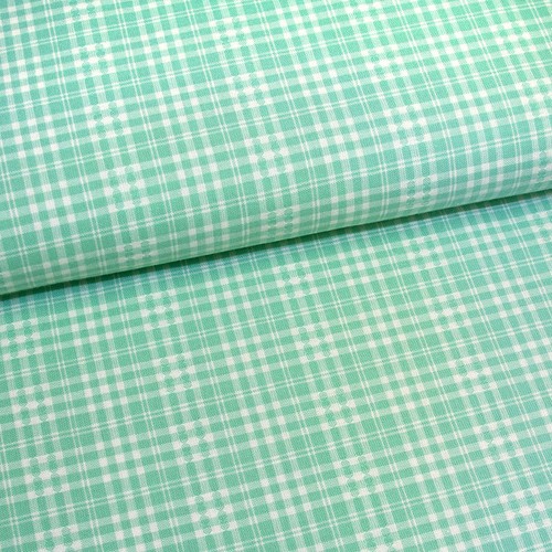 Grün mint weiß kariert - weiß,