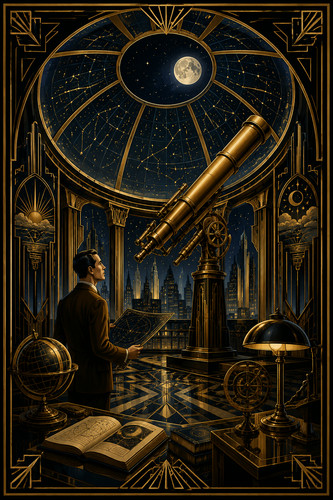 Midnight observatory art deco - art,