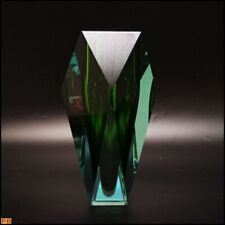 Moser grüne Vase Kristall geschliffenes Glas Höhe 10 Zoll Innen Kunst Dekor