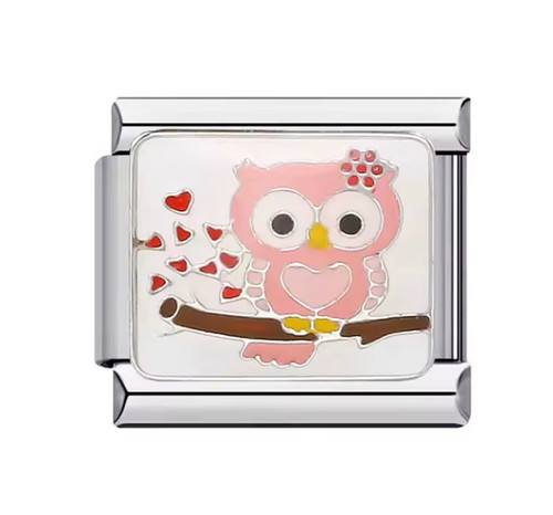 Italian charm pinke eule - charm, –