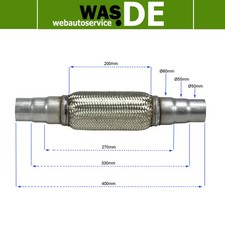 Universal Flexrohr 400mm Gitter 200mm- 48/50, 53/55, 58/60 mm  Reparaturrohre