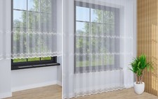 Gardine Store hochwertige Marquisette mit Stickereien Faltenband 1:2,5 NACH MAß