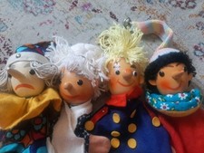 4 Kasperle Figuren 60er Jahre Holz 