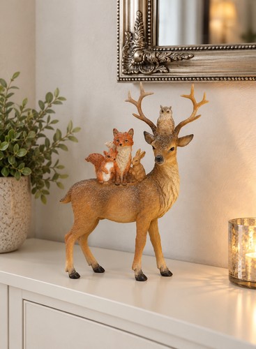 Figur hirsch mit waldtieren - figur,