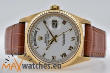 Rolex Oyster Perpetual Day Date 18k Yellow Gold Porcelain Dial 18038