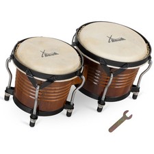 B-WARE Bongo Percussion Trommeln Instrument Latin Congas Naturfelle Tobacco