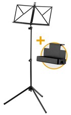 Notenständer Notenstativ leicht schwarz Set Ablagebox Tasche Stahl Seitenhalter