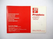 Preisliste 137 ab 1983 Welger
