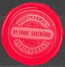Papiersiegel Schluckenau Böhmen Dr. Franz Hasenöhrl Rechtsanw. Šluknov Vignette