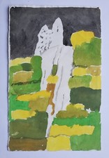 Gemälde Tusche Aquarell Gerda Henning Landschaft Schloss Nachlass