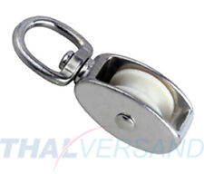 10 St. Blockseilrolle mit Wirbel 15mm f. Seil 5mm Seilrolle Umlenkrolle