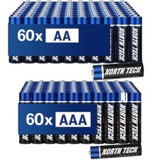 North Tech Ultra Alkaline Set | 60x AA + 60x AAA 1,5V | auslaufsicher | 10 Jahre