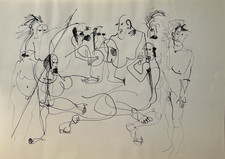 Akte Ritter Tusche Zeichnung