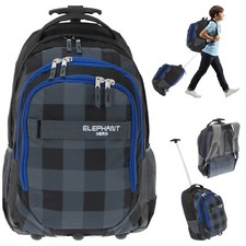Trolley Elephant Signature Schulrucksack Schultrolley Trolly 12610 Plaid Blau