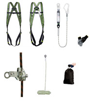 Baustellen Absturzsicherung SET 2P Auffanggurt Seil 20m Seilbremse Falldämpfer