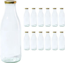 leere Glasflaschen Milchflaschen 1 Liter Schraubverschluss Gold, Saftflaschen