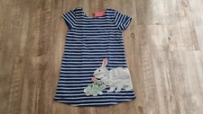 Mini Boden Mädchen Kleid kurz Gr. 98 2 - 3 Bunt weiß blau Hase Hasen Miniboden