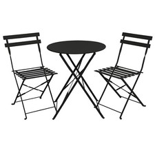 SVITA BERLIN Bistro-Set Balkonmöbel Stuhl Tisch Gartenmöbel Metall Schwarz
