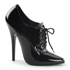 DOMINA-460 sexy Devious High Heels Oxford Pumps schwarz Lack mit Schnürung vorn
