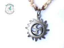 Leder-Seil-Halskette Anhänger Wurfstern Shuriken Amulett Glücksbringer Rarität