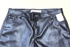 Stylische Fake-Nappa-Hose im Jeans-Style, PU-Hose, Gr. XL, Schwarz  Top NEU
