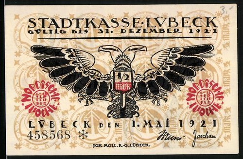 Notgeld lübeck 1921 50 - notgeld, 1921,
