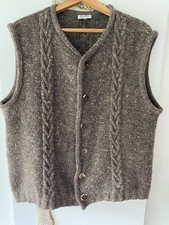 BOOS Austria Trachtenweste Zopfmuster Gr. 56 Weste Herren Hirschhornknöpfe Braun