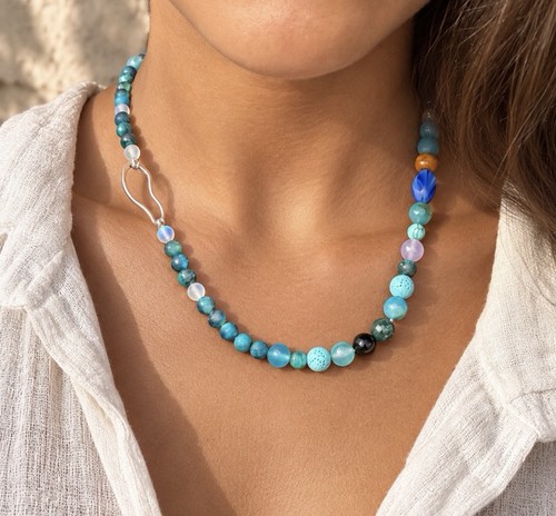 Naturstein halskette boho - naturstein, |