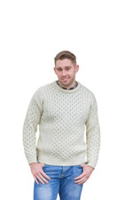 Herren Aran Wollpullover Natur