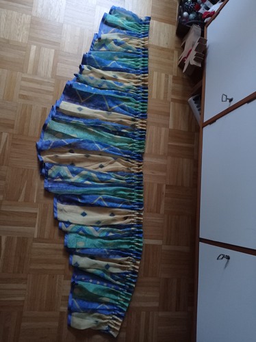 Gardine grün blau gelb retro