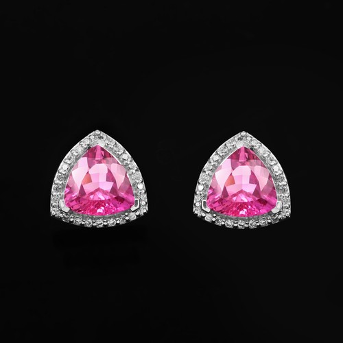 Pinkfarbene saphir ohrringe - pinkfarbene,