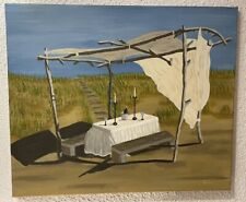 Bild Öl auf Leinwand. Festliche Tafel am Meer. Neu