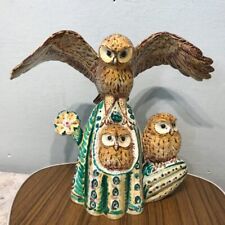 Figur Eulen Keramik Eulenfigur Sammlung handbemalt bunt Mexico? Kaktus vintage