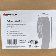 „BAUHELD Rolladengurt 50m / 23mm – Gurtwickler Gurt Grau “