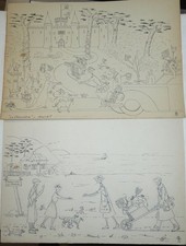 SELTENES PAAR ZEICHNUNGEN