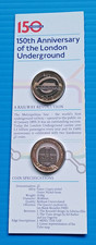 2 £ Münzen x 2. LONDON UNDERGROUND 150th ANNIVERSARY TWO POUND COINS 2013 BUNC.